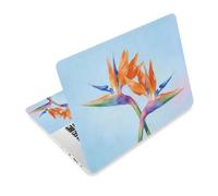 TNKBREEZE Lot de 3 autocollants Strelitzia Reginae pour ordinateur portable - En PVC - Pour le bureau, le travail, les études - Orange et bleu