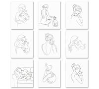 TNKBREEZE Lot de 9 décorations murales avec motif animal, lignes de chats minimalistes, dessin, affiches sans cadre, impressions sur toile, œuvres d'art, décoration esthétique pour salon, chambre à