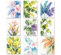 TNKBREEZE Lot de 9 décorations murales végétales - Couleurs de rêve - Feuilles sans cadre - Impressions sur toile - Décoration murale esthétique pour salon, chambre à coucher, bureau à domicile