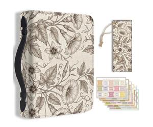 TNKBREEZE Sac Bible Marron Texture Fleurs PU Cuir Bible Housse avec marque-page Bouquet de Fleurs pour 19,99 x 30,5 x 5,5 cm Étui de transport pour femmes hommes Carnets chrétiens Accessoires de