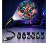 TnLnYn Veilleuse projecteur colibri 2 en 1 USB Mini projecteur LED rotatif à 360° Convient pour voiture ou chambre Accessoires de décoration de plafond, cadeau pour homme et femme