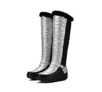 TNMIUH Bottes de Neige Compensées Femme Imperméable Bottes Hiver | Tige métallique imperméable, doublure fourrure, talon compensé stable de 4cm et revers ajustable tendance.