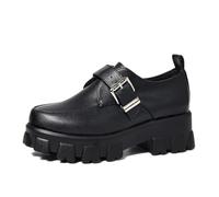 TNMIUH Mocassins Plateforme 5.5cm Mary Jane Chunky Cuir Mat et Verni Noir | Mocassins a plateforme de 5.5cm en cuir mat et verni avec une boucle metallique pour un ajustement sur.