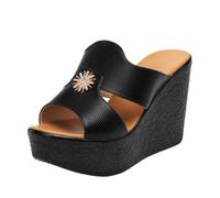 TNMIUH Mules Femmes à Plateforme, Ornement Cristal, Compensées 11 cm, Été Style Loisirs Sandales Chaussons, Blanc et Noir,Black 11cm,43 EU