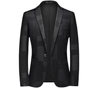 TnmZi Blazer Veste Homme Mode Imprimer Slim Fit Costume Veste Homme Printemps Automne Urbain Affaires Veste Décontracté Homme Avec Poches Bal De Promo Veste Manche Longue Homme D-Black3 XXL