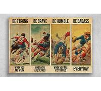 TNND Affiche vintage en métal « Rugby Be Strong When You Are Weak Brave When You Are Scared » - Décoration d'intérieur, fête des pères, anniversaire - 30,5 x 40,6 cm