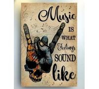 TNND Blueearthskull Plaque en métal Motif main de musique rock 20,3 x 30,5 cm