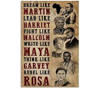 TNND Dream Like Martin Lead Like Harriet Fight Like Malcolm Plaque décorative en métal 20,3 x 30,5 cm