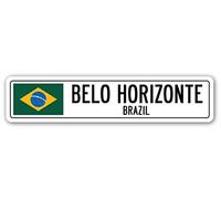 TNND New Belo Horizonte Brésil Street Sign Brésil Drapeau Brésil City Country Road Panneau de Rue Wal 4 x 16 Pouces