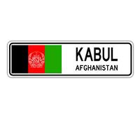 TNND New Kaboul Afghanistan Plaque de rue avec drapeau afghan, ville, campagne, route, panneau mural, 10,2 x 40,6 cm