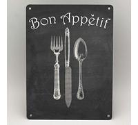 TNND Panneau de cuisine en métal avec citation « Bon Appetit » - 20,3 x 30,5 cm