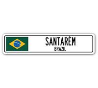 TNND Panneau de Rue avec Inscription « Santarem » pour Le Brésil - Drapeau brésilien de la Ville, de la Route, de la Campagne, de la Rue 4 x 16 Pouces