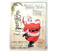 TNND Plaque de Noël vintage en métal Motif Père Noël 20,3 x 30,5 cm