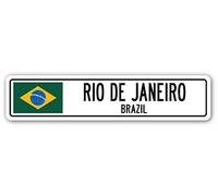 TNND Plaque de rue du Brésil Rio de Janeiro - Drapeau brésilien - 10,2 x 40,6 cm