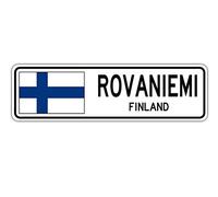 TNND Plaque de rue Rovaniemi Finlande, drapeau finlandais, 10,2 x 40,6 cm