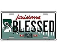 TNND Plaque d'immatriculation en métal avec inscription « Blessed Louisiana » 15,2 x 30,5 cm