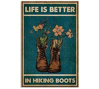 TNND Plaque murale vintage en métal avec inscription Life Is Better In Hiking Boots 20,3 x 30,5 cm