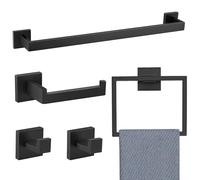 TNOMS Lot de 5 Accessoires de Salle de Bain avec Barre Porte-Serviettes Murale en Acier Inoxydable, 60 cm