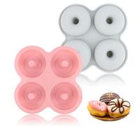 TNOMSNO 2 Pièces Moule Donuts, 4 Cavités Moule Antiadhésif Cake Factory, Résistance à la Chaleur et Silicone Moule à Beignets, Moule a Donuts pour les Gâteaux, les Biscuits, les Bagels et les Muffins