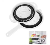 TNOMSNO 2 Pièces Passoire Pliable, Passoire Cuisine avec Poignées, Silicone, écologique et Non Toxique Passoire Retractable, Passoire Cuisine Pliable pour Drainer les Pâtes, Légumes et Fruits