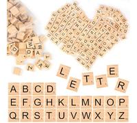 TNOMSNO 300pcs Lettre en Bois, Tuiles de Lettre en Bois A-Z Tuiles de Lettre en Bois, Lettre en Bois pour L'Apprentissage, L'Artisanat, Les Jeux, L'Orthographe (20 x 18 x 4mm/5mm)