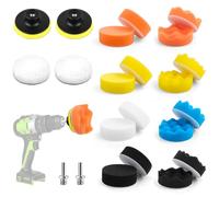 TNOMSNO 80mm Kit Polissage Voiture, 22 Pièces 80mm Polissage Pad Polissage Pad Éponge avec Adaptateur Perceuse M10, Pad Polissage pour Polissage de Voiture Meulage Cirage