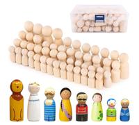 TNOMSNO Bonhomme en Bois, 50 Pièces Non Finies Poupées en Bois, Figurines de Famille en Bois à Peindre, Figurine a Peindre, Personnage en Bois pour DIY Artisanat, Décoration, d'anniversaire et Noël