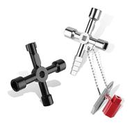 TNOMSNO Clé Triangle Multifonction 4 Voies - 2 Pièces pour Poubelle, Armoire Electrique, Boîtier Compteur, Coffret de Compteurs d'eau et Armoire