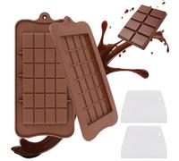 TNOMSNO Lot de 2 moules à chocolat en silicone avec 2 grattoirs pour chocolat