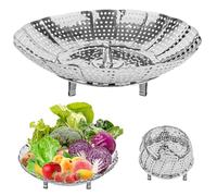 TNOMSNO Panier Vapeur Inoxydable, Vapeur Pliable en Acier Inoxydable Cuiseur Vapeur Réglable en Acier Inoxydable, Pot de Cuisson a la Vapeur pour la Cuisson du Poisson, des Fruits de Mer (15-27cm)