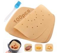 TNOMSNO Papier Cuisson Air Fryer, 100 Pièces 23 * 23cm, Perforé Papier Cuisson et Sans BPA Moule Air Fryer, Air Fryer Papier Cuisson pour les Friteuses, les Micro-Ondes et les Cuiseurs à Vapeur