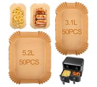 TNOMSNO Papier Cuisson Air Fryer pour Moulinex EZ901820 5.2/3.1 L, Air Fryer papier Cuisson pour Lakeland Tower Salter, Air Fryer Papier Cuisson pour Air Fryer Lakeland Tower Salter (50Pcs+50Pcs)