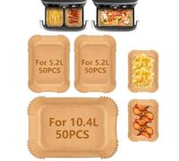 TNOMSNO Papier pour friteuse à air pour Flex Drawer Dual Zone AF500EU (100 pièces 5,2 L + 50 pièces 10,4 L)