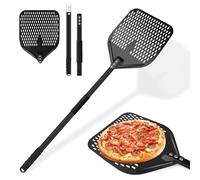 TNOMSNO Pelle a Pizza, 12 Pouces Pelle Pizza Perforée en Aluminium avec Longue Poignée en Amovible pour la Cuisson de Pizzas, Pain, Grande Surface 40x30cm