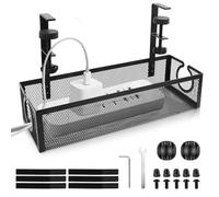 TNOMSNO Plateau de rangement pour câbles de bureau, plateau de gestion des câbles sous le bureau, organiseur de câbles, table sans perçage