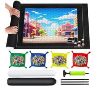 TNOMSNO Tapis de Puzzle 2000 Pièces Rouleau Feutre Portable Plateau avec 4 Trieurs de Rangement