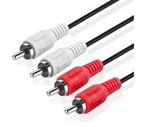 TNP Câble Audio stéréo 2RCA (6 FT)-Connecteur mâle RCA Double Composite M/M 2 canaux (Droite et Gauche) (Rouge et Blanc) blindé 2RCA à 2RCA AV Prise Fil Cordon