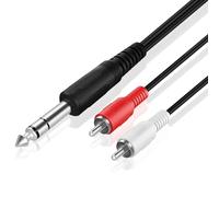 TNP Câble Auxiliaire Jack Audio Premium 1/4" TRS vers Double RCA (2 Mètres) - Connecteur Mâle 6,35mm 1/4" TRS vers 2RCA, Fil, Cordon, Prise Câble Jack Audio écouteur Câble de Musique mâle vers mâle