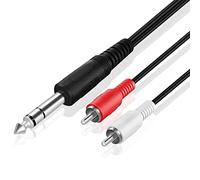 TNP Câble Auxiliaire Jack Audio Premium 1/4" TRS vers Double RCA (4,5 Mètres) - Connecteur Mâle 6,35mm 1/4" TRS vers 2RCA, Fil, Cordon, Prise Câble Jack Audio écouteur Câble de Musique mâle vers mâle