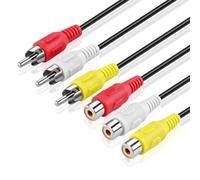 TNP Câble d'extension et Rallonge Cinch/RCA Fiche Mâle vers Femelle (2 m), Munis de Connecteurs - Câbles de Rallonge Auxiliaire Rouges et Blancs Vidéo Audio Stéréo (Canaux Gauche et Droite)