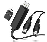TNP Câble d'interface MIDI vers USB Convertisseur-IN OUT Câble Midi Adaptateur hôte Fiche de contrôleur Cordon de fil pour clavier Synthétiseur Piano Instrument vers Mac Ordinateur PC Windows