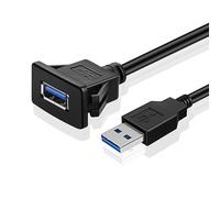 TNP Câble encastré USB 3.0 avec Boucle (carré)- Rallonge connecteur 1 Port USB connecteur Extension Fil étanche pour Tableau de Bord Câble de Montage encastrable USB 3.0 1M / 3ft résistant à l'eau