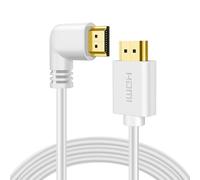 TNP Câble HDMI 2.0 à angle gauche 90 degrés Blanc Haute vitesse Compatible UHD 4K 60Hz 2K 2160p Full HD 1080p Quad HD 1440p 3D ARC/eARC Ethernet pour Xbox One X/S PS 4 Pro/Slim et Apple TV