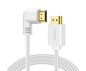 TNP Câble HDMI 2.0 à angle gauche 90 degrés Blanc Haute vitesse Compatible UHD 4K 60Hz 2K 2160p Full HD 1080p Quad HD 1440p 3D ARC/eARC Ethernet pour Xbox One X/S PS 4 Pro/Slim et Apple TV