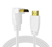 TNP Câble HDMI 4K à angle droit 270 degrés (0,9 m) - Blanc, Haute vitesse 18 Gbps, câble HDMI 4K 60 Hz HDR 2K 2160p 1080p 1440p 3D ARC/eARC Ethernet pour jeux vidéo Xbox One X PS4 Pro & Apple TV HDTV