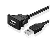 TNP Câble USB encastré avec boucle (carré) - Montage sur tableau de bord 1 port USB prise jack connecteur cordon d'extension résistant à l'eau mâle vers femelle (1 m)