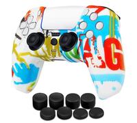 TNP Coque de manette pour PS5 en silicone avec 8 poignées de pouce, Housse de protection de manette pour Sony PS5, gel de silicone antidérapantes, accessoire pour jeux vidéo, Blanc