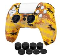 TNP Coque de manette pour PS5 en silicone avec 8 poignées de pouce, Housse de protection de manette pour Sony PS5, gel de silicone antidérapantes, accessoire pour jeux vidéo, Jaune