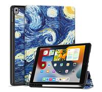 TNP Étui de Protection pour iPad 10,2 Pouces 2021 9ème/8ème/7ème Génération, Étui Housse avec Porte-Crayon en TPU Souple et Mince, pour iPad 9/8/7? génération 10,2, La Nuit étoilée