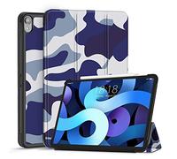 TNP Étui pour iPad Air 4ème génération 10.9" Sortie 2020 A2324 A2072 A2316 A2325-Étui Mince de Protection Sommeil et réveil Automatique Compatible avec iPad Air 4 génération 10.9" (Camouflage Bleu)